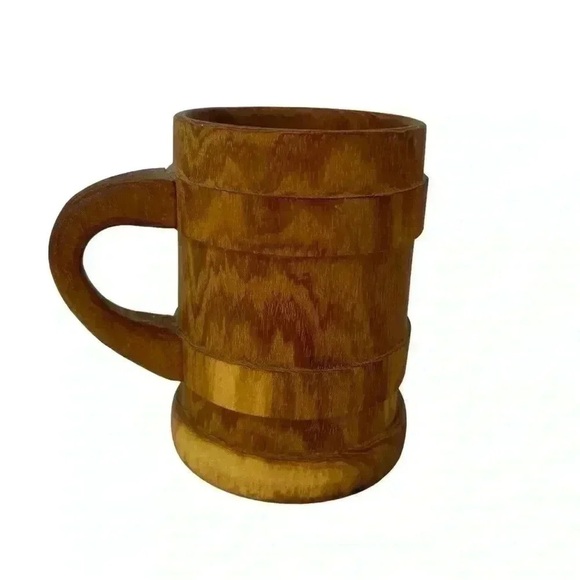 Vintage Hand Carved Wooden Mug Rustic Trinket Holder Pen Cup Knickknack Decor - Picture 3 of 11